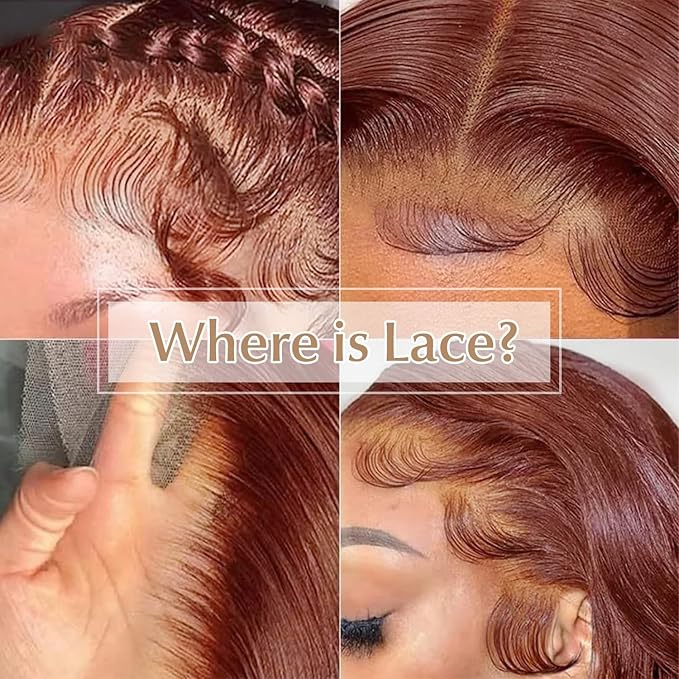 AMIRTY 250 density 36 Inch Dark Ginger Wig Human Hair Pre Plucked 13x4 Auburn Colored Lace Front Wigs Body Wave Glueless Wigs Human Hair HD Lace Frontal Reddish Brown Human Hair Wig