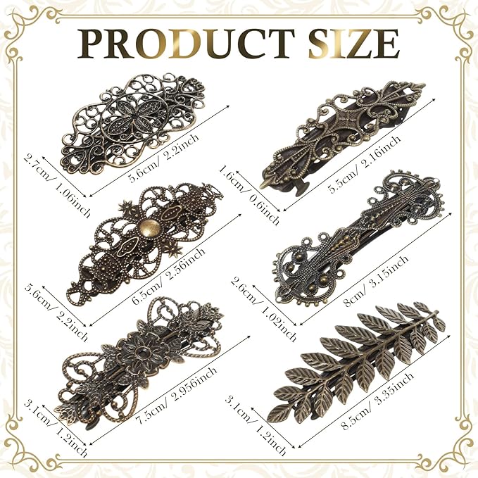 Geyoga 6 Pieces Vintage Hair Barrettes for Women Retro Flower French Pearl Crystal Rhinestones Clips Hair Pins for Women Styling Accessories(Classic Style)
