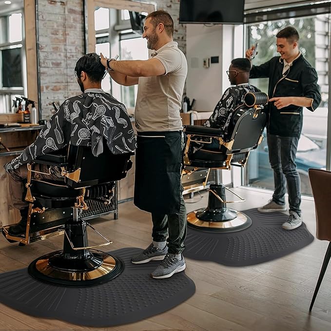 BarberPub 3.4'x5' Salon Mat for Hair Stylist, 1" Thick Anti Fatigue Barber Mat for Floor, Extra Large 0085 (Black)
