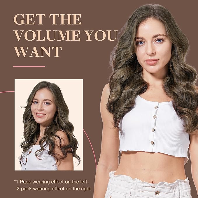 GOO GOO Clip in Hair Extensions Real Human Hair, Remy Human Hair Extensions Clip ins for Women, Natural Human Hair, 20inch 120g 7Pcs, 4/26/4 Balayage Chocolate Brown to Honey Blonde