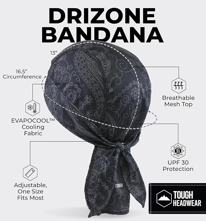Cooling Helmet Liners - Do Rag Skull Caps for Men - Cooling Head Wraps, Hard Hat Liner - Motorcycle Pirate Bandana