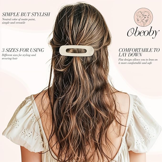 15 PCS Flat Hair Clips, Neutral Color Flat Claw Clips 3 Sizes Hair Claws for Women Girls Thin Hair Medium and Small Hair Clip