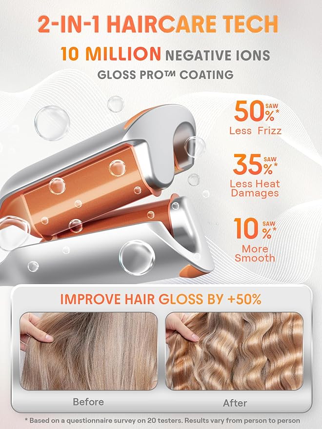 SHEGLAM 0.75" Deep Waver for Short Hair Lightweight, Dual Voltage, Smart Timer Hair Tool Crimper Double Barrel & Adjustable Temps Anti-Scald, Easy to Use