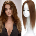 Hair Toppers for Women Real Human Hair, 360° 3D Human for Women with Thinning Hair Upgrade Middle Part Clip in Bangs Pieces Daily (Light Brown, 18 Inch-3D-Side)