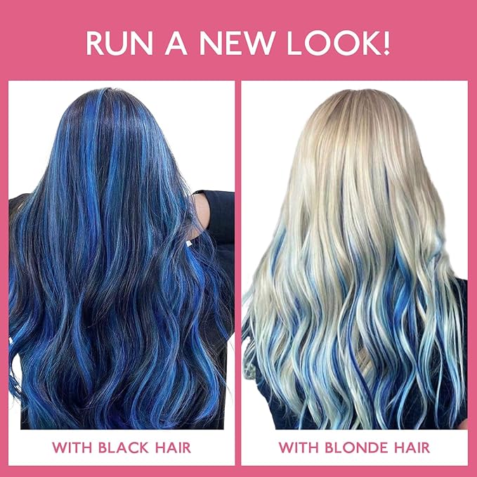 WENNALIFE Blue Clip in Hair Extensions Real Human Hair 35g 6pcs 18 Inch Colored Hair Extensions for Kids Women Colorful Hair Pieces Pop-up Style Straight Extensiones De Cabello Humano Con Clip