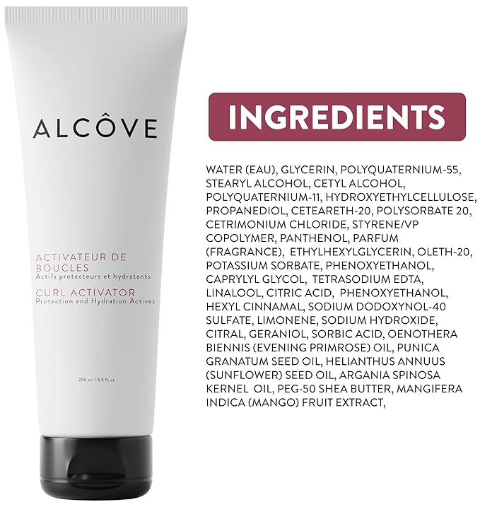 Alcôve - Curl Activator for Curly Hair - Argan Oil, Pomegranate Seed & Mango Extract - Defining Cream for Wavy Hair - Anti Frizz - Moisturizing - Effective in High Humidity - 250ml