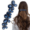 Joez Wonderful Rhinestone Hair Clip Sparkly Crystal Barrettes French Wedding Prom Engagement Pageant First Communion Hair Decorative Accessories for Women Bride Thick Long Hair (Butterfly Blue, 1 Pcs)