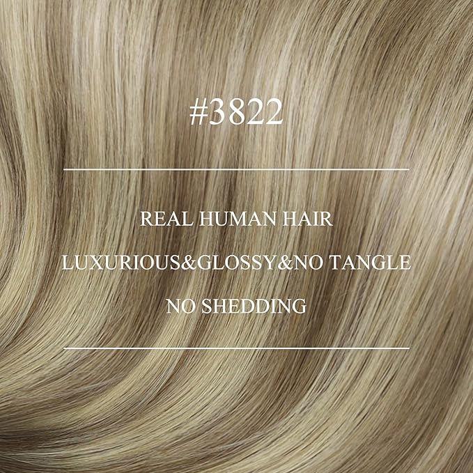 YoungSee 130G Invisible Wire Hair Extensions for Women Brown Blonde Human Hair Wire Extensions Balayage One Piece Hair Extensions Real Human Hair Walnut Brown with Blonde Soft Hair 20 Inch