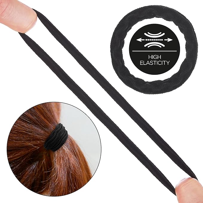 Expressions 18 Count Hair Tie Set in Classic Black - Waved Ponytail Elastic for Women and Girls - Hair Accessories Value Pack - Black Hair Ties for Everyday Use