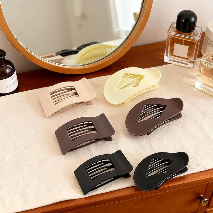 6 Pack Flat Hair Clips for Women,Large Claw Clips Strong Hold Hair Clips for for Thick & Thin Hair for Daily Styling
