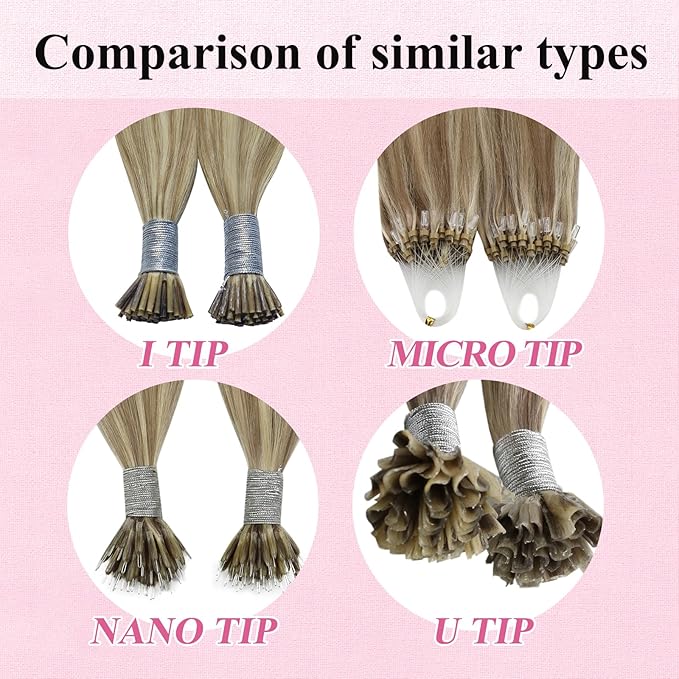 YoungSee Micro Link Hair Extensions Human Hair Highlight Micro Loop Hair Extensions Real Human Hair Light Brown Highlights Blonde Microbead Hair Extension for Adding Hair Volume 18 Inch 50s 50g