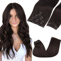 GOO GOO Clip in Hair Extensions Real Human Hair, Remy Human Hair Extensions Clip ins for Women, Natural Human Hair, 20inch 150g 9Pcs, 2A Light Brown