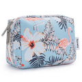 Narwey Small Makeup Bag for Purse Mini Cosmetic Bag Travel Makeup Pouch Zipper Pouch Cute Make up Bags with Compartments for Women Girls(Small, Aqua Flamingo)