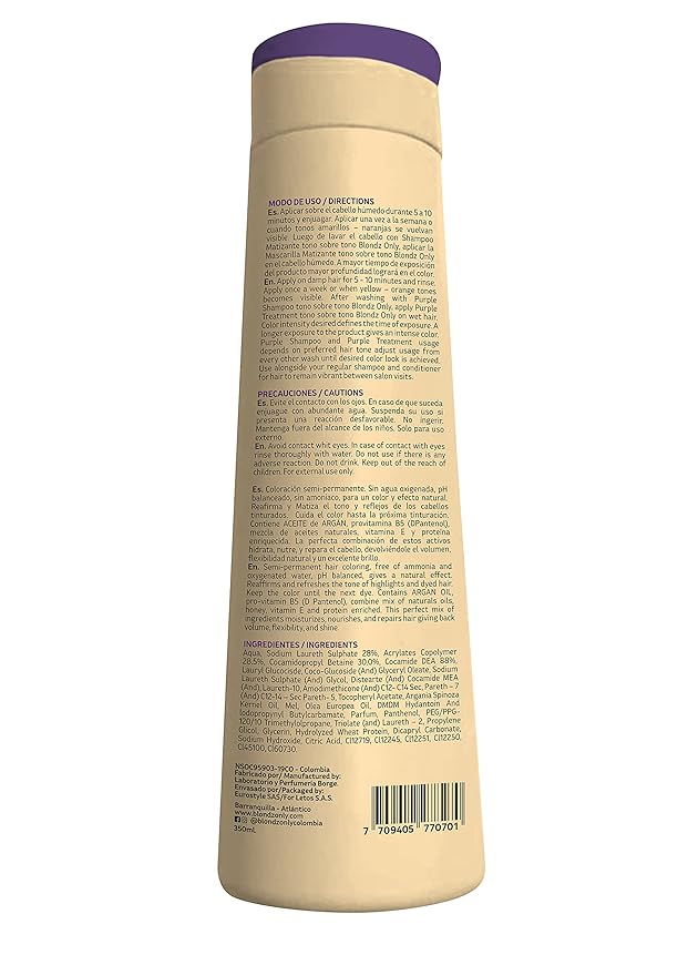 Hair Purple Toning Mask | Eliminates Brassiness | Neutralizes Yellow & Orange Tones | Rubio Marfil Blonde Pearl with Argan Oil Perfect Blonde (Beige) 11.8 Fluid Ounce (350 ml)