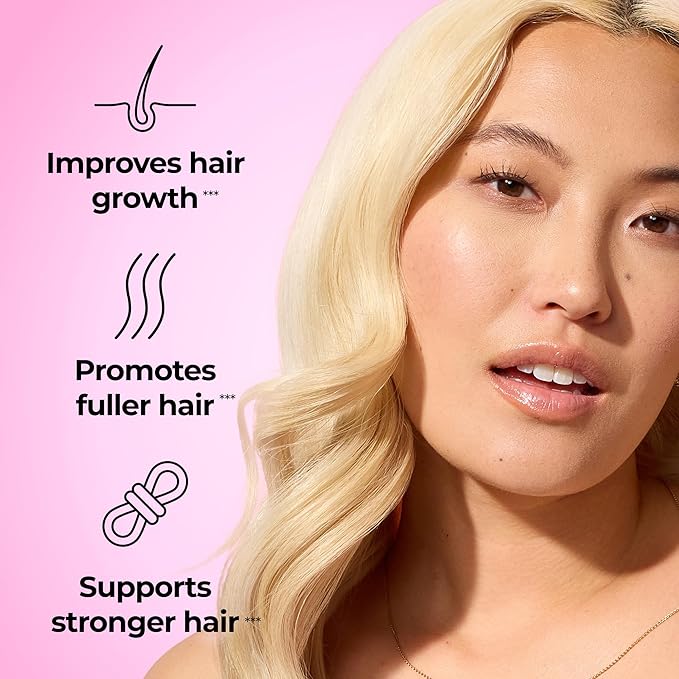 HUM Hair Strong Daily Hair Growth Supplement with Biotin, Zinc, Vitamin B12 to Support Growth, Folic Acid & Vitamin B12 Vitamins for Healthy Hair Support for Women and Men, 30 Vegan Capsules
