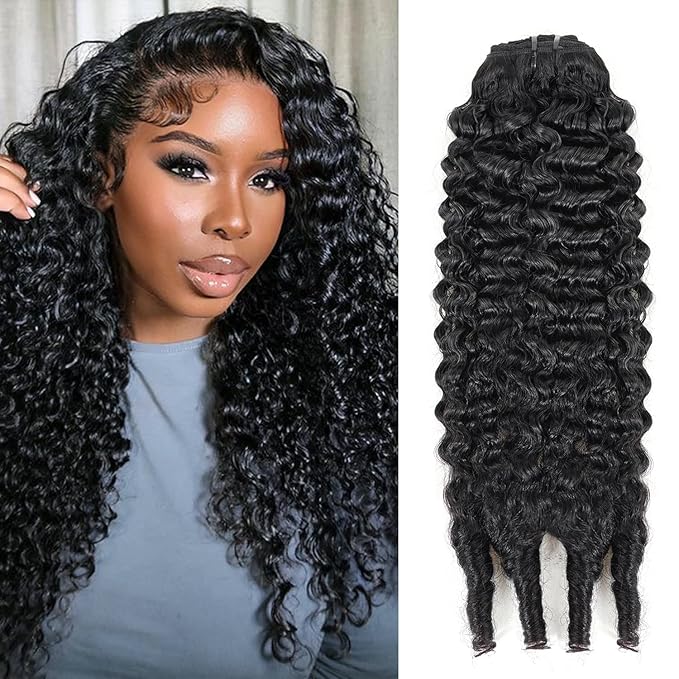 Burmese Curly Clip in Hair Extensions, 22 Inch Natural Black #1B Color Brazilian Human Hair Extensions, Clip on Hair Burmese Curly Style for Women