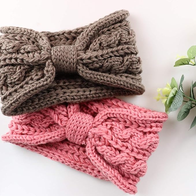 DRESHOW Knit Crochet Headband for Women Ear Warmer Soft Turban Stretch Warmer Headbands Winter Fashion Head Wrap