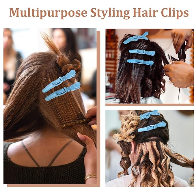 30 Pack Blue Alligator Hair Clips for Styling Sectioning Large Salon Pro Hair Clips for Barber Hair Coloring, Cutting, Sectioning Big Gator Clips Hair Styling Accessories for Women Men