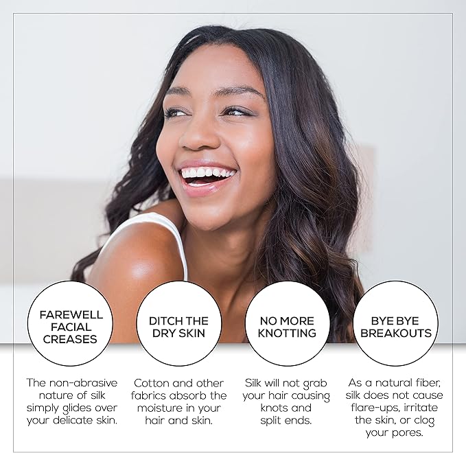 Bella Coterie Luxury Silk Pillowcase for Hair and Skin | 30 Momme | 100% Pure 6A Mulberry Silk | Super Soft | Perfectly Plush [Standard, White]