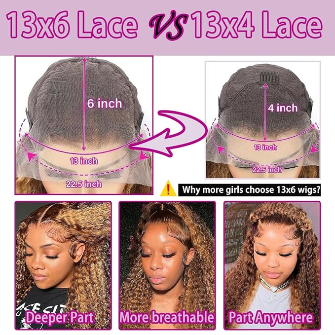 13x6 Highlight Lace Front Wig Human Hair 4/27 Ombre Deep Wave Lace Front Wigs Pre Plucked with Baby Hair 210% Density Highlight Curly Glueless Wigs 34 Inch