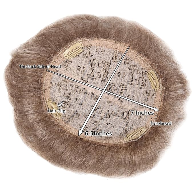 H&Bwig Men Short Toppers Hairpiece Clip in Hair Extensions for Covering White Loss Hair Toupee (Blonde6060#8-26-613)