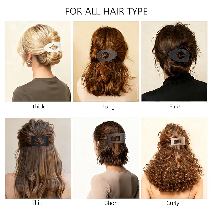 6 Pack Flat Hair Clips for Women,Large Claw Clips Strong Hold Hair Clips for for Thick & Thin Hair for Daily Styling