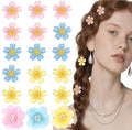 15PCS cherry blossom hair clip & 3PCSCamellia Flower y2k Hair Clips Set - Pink Blue Yellow Hard Floral Barrettes, Birthday Accessories Cute Flower Hair Clip for Toddler/Kids Girls
