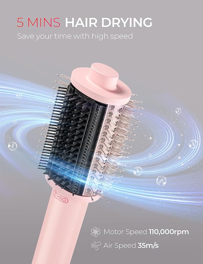 TYMO 2.0 Hair Dryer Brush Volumizer - Fast Drying Blow Dryer Brush and Smoothing Comb in One for Quick Easy Salon Blowout, Hot Air Styler Heated Round Brush Compact & Lightweight for Travel, 2.5”