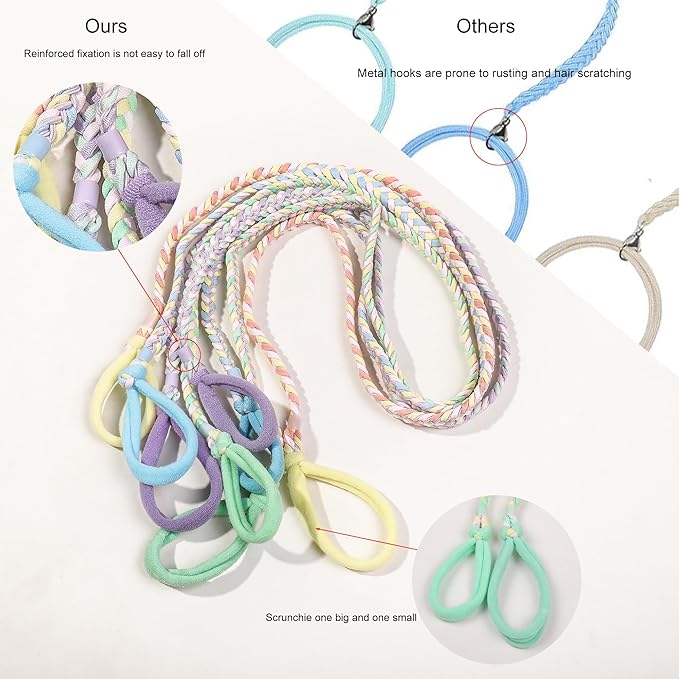 Sport Hair Ties for Women - 4 Pack Elastic Pony Tails for Gym, Braided & Swimming Sports - 30 Inch Length
