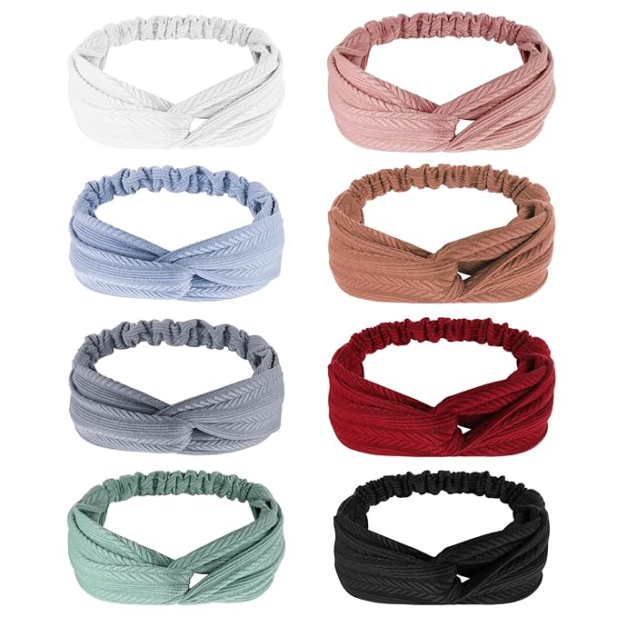 Elastic Knotted Headbands for Women Wheat Pattern Cloth Head Hair Bands for Women's Hair Non Slip Boho Wrap Twisted Hair Accessories