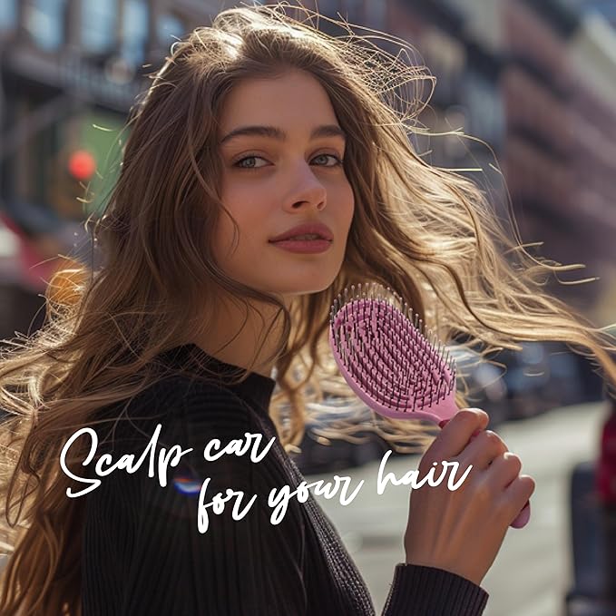 NuWay 4Hair C Brush - Professional Curved Hairbrush - Vented Design Delivers Smoothing And Volumizing Drying Experience - Heat Resistant Bristles For Drying Detangling and Styling - Petal Pink - 1 Pc