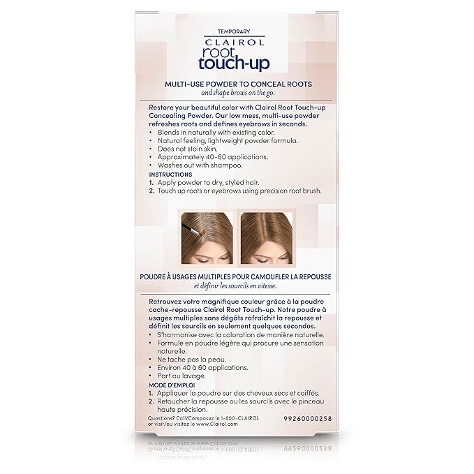 Clairol Root Touch-Up Temporary Concealing Powder, Light Brown Hair Color, Pack of 1