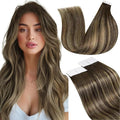 LaaVoo Tape in Human Hair Extensions Balayage Tape in Hair Extensions Human Hair Brown to Caramel Blonde with Brown Hair Extension Tape on Invisible 14inch 20pcs 50g