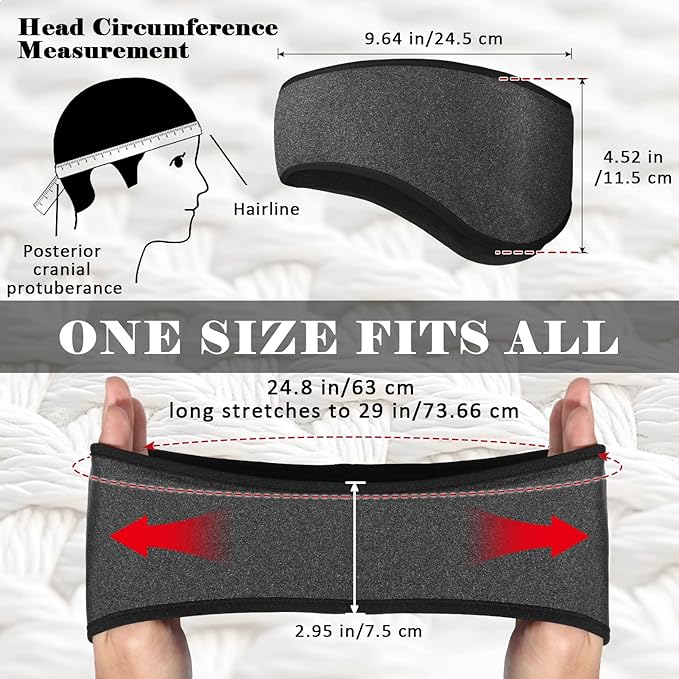 beister Ear Warmers for Women and Men, Fleece Winter Running Headbands with Ear Muffs, Windproof Thermal for Outdoor Sports
