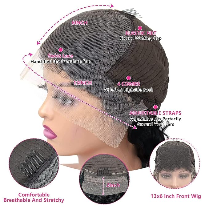 13x6 Straight Lace Front Wigs Human Hair HD Transparent Lace Frontal Human Hair Wigs for Women Glueless Wigs Human Hair Pre Plucked 36 Inch
