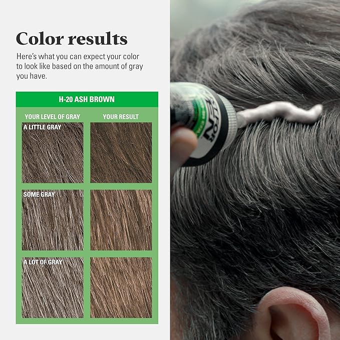 Just For Men Shampoo-In Color (Formerly Original Formula), Mens Hair Color with Keratin and Vitamin E for Stronger Hair - Ash Brown, H-20, Pack of 1