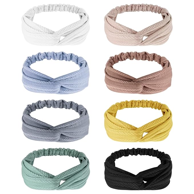 Elastic Knotted Headbands for Women Wheat Pattern Cloth Head Hair Bands for Women's Hair Non Slip Boho Wrap Twisted Hair Accessories