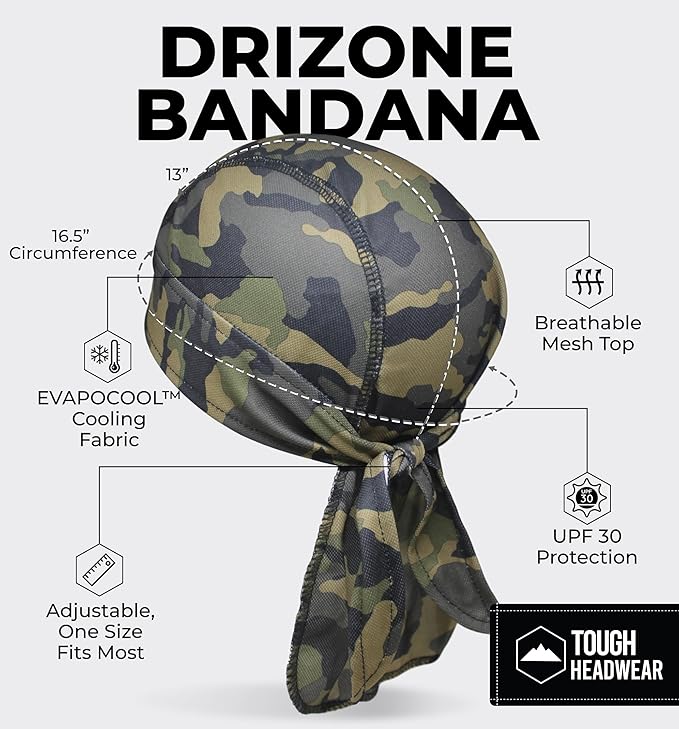 Cooling Helmet Liners - Do Rag Skull Caps for Men - Cooling Head Wraps, Hard Hat Liner - Motorcycle Pirate Bandana