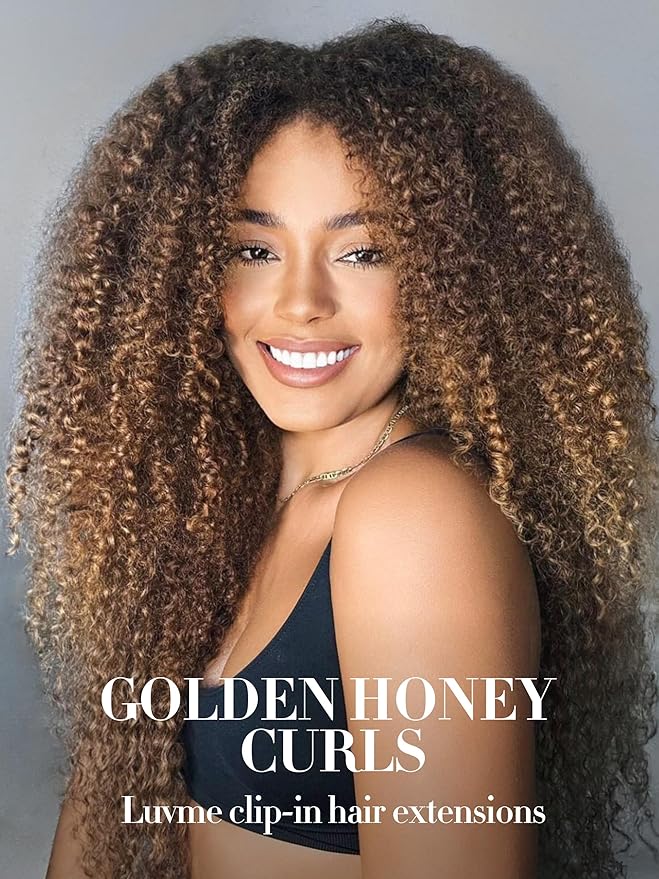 LUVME Seamless Clip in Hair Extensions Human Hair, 16 Inch 135g 9pcs #2/27 Hair Extensions Clip in Human Hair Kinky Curly Remy Hair