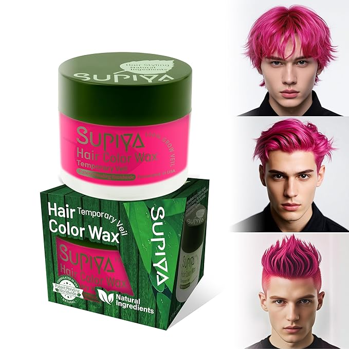 Temporary Hair Color Wax for Men - SUPIYA Washable Hair Wax Color, All-Day Hold Disposable Hair Wax for Christmas, Cosplay & Daily (Lilac Color #70)