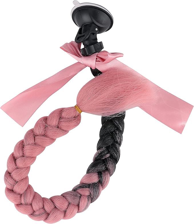 SEGO 1PCS/2PCS Helmet Pigtail Braids with Detachable Suction Cup Bowknot Ponytail Hair Many Colors (Helmet not Included)