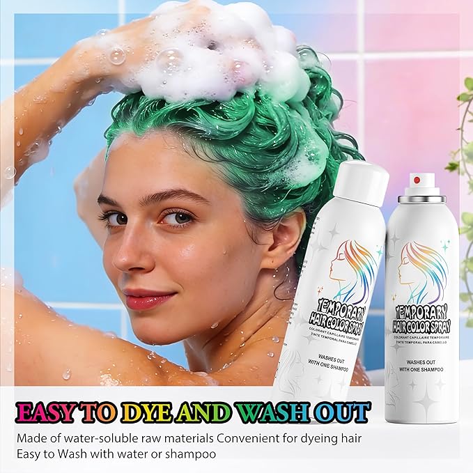 Temporary Hair Color Spray | 150ml Instant Hair Spray for Adults & Kids | Washable & Non-Sticky, Gentle Formula, Green | Halloween, Cosplay, Costume Party, Festivals