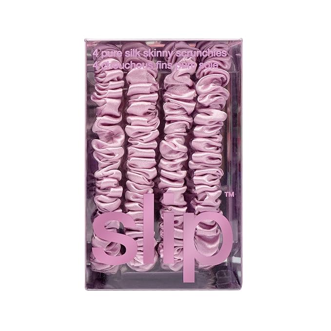 slip Skinny Scrunchies: Anti-Crease, Anti-Breakage Slipsilk™ Design Protects Delicate Hair | Includes 4 Pure Silk Scrunchies, Wildflower