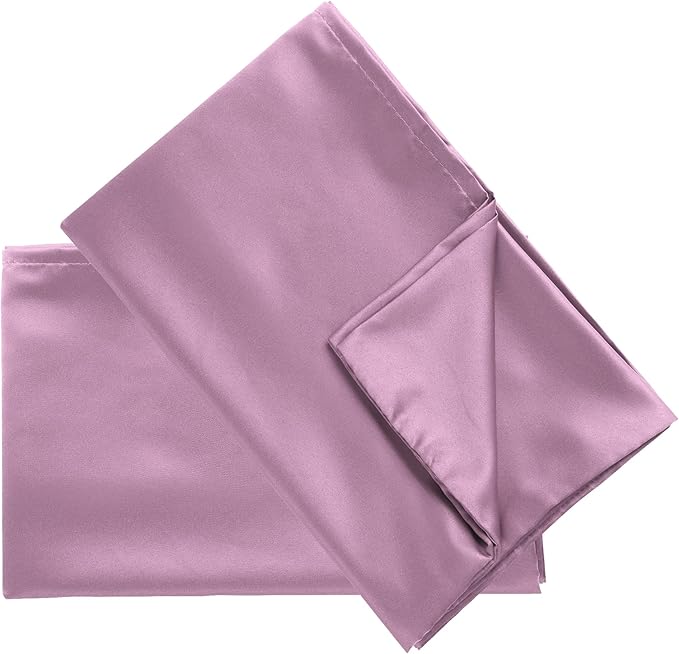 uxcell 2 Pack Silk Satin Pillowcase for Hair and Skin, Cool, Silky, Soft Breathable Pillow Cases Travel Size 14x20 Inch Sateen Pillowcase Mauve with Envelope Closure