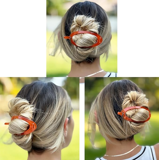 Camila Paris CP3121 French Hair Barrette Clip, Flexible Ponytail Holder No Metal Parts, Strong Hold Grip Hair Clips for Women, No Slip and Durable Styling Girls Hair Accessories, Made in France