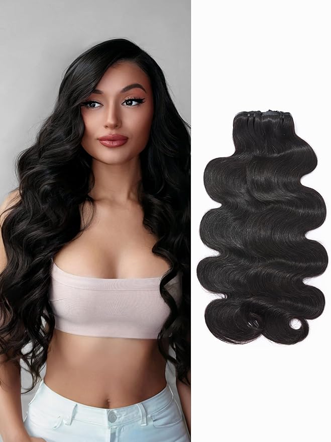 LUVME Invisible Clip in Hair Extensions,Body Wave 18 Inch 2 Pack 220g 12pcs Human Hair Invisible Clip ins Hair Extensions Natural Black Hair for Women