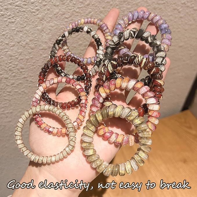Spiral Coil Hair Ties for Women - No Damage Elastic Hair, Stretchy Phone Cord Hair Bands for Thin & Thick Hair 10-Pack, Assorted Colors -Gifts for Family Member and friends Women SP-6