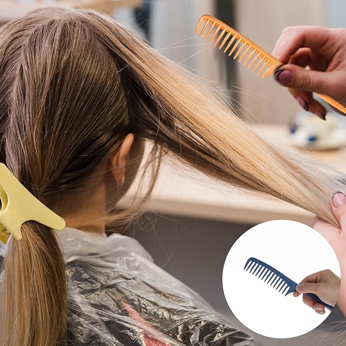Wide Tooth Rat Tail Comb Set for Sectioning Styling Heat Resistant and Anti-Static Hair Detangling Combs for All Hair Types 3 Pcs (Blue + Pink + Yellow)