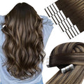 YoungSee Tape in Extensions Human Hair Brown Balayage Human Hair Tape in Extensions Dark Brown to Caramel Blonde Ombre Tape in Extension 18 Inch Adhesive Hair Extension for Natural Looking 20pcs 50g