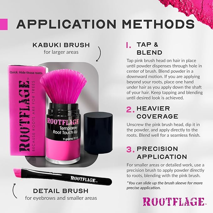 Rootflage Temporary Hair Dye Pink Colored Hair - Shampoo Out Pink Color Powder -Works on Dark Hair (01 Pink Parade)